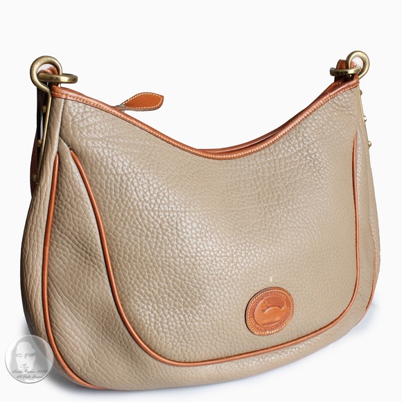 Vintage Dooney & Bourke Bag Large Crescent Sac Hobo AWL R83 Taupe British Tan - Picture 7 of 13